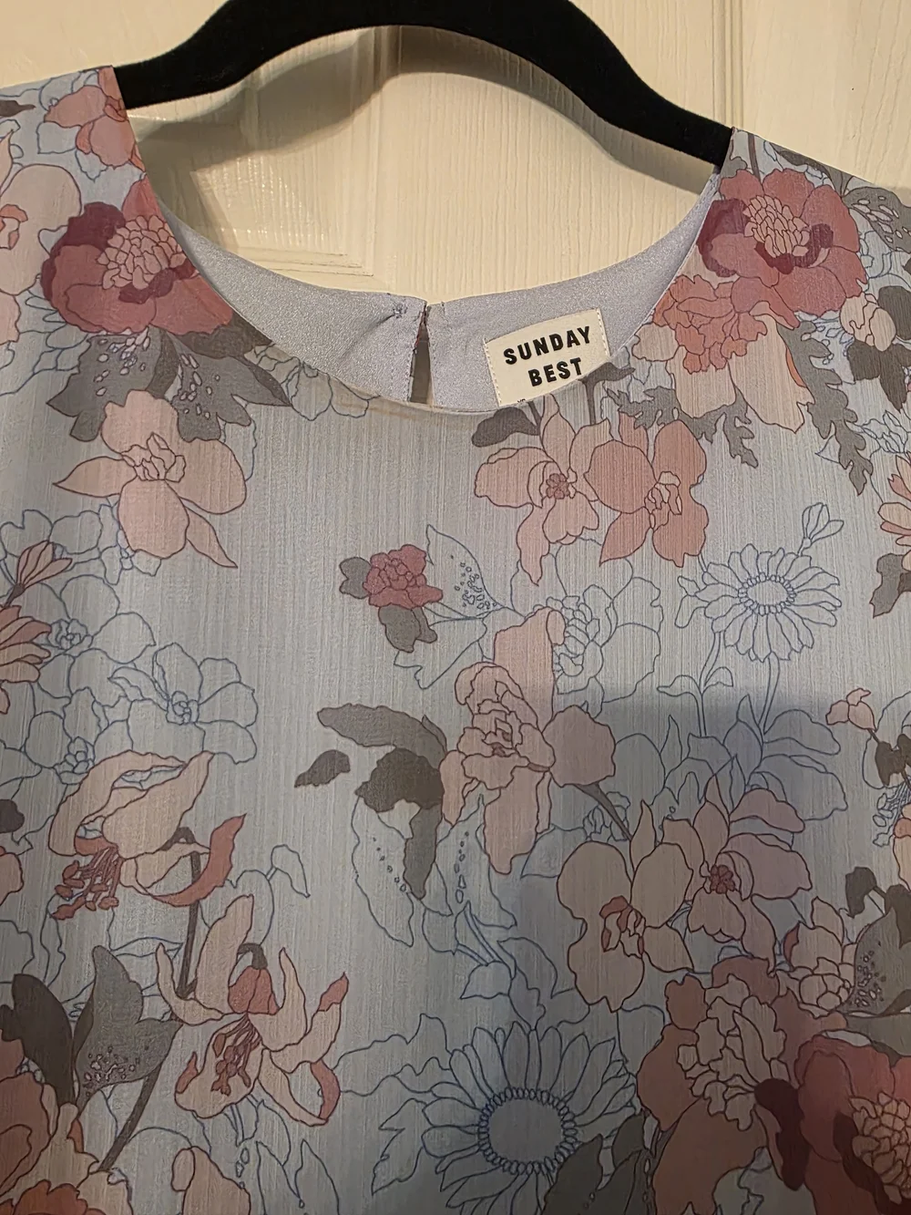 Sunday Best ' Floral Tiered Dress in Light Blue and Pink - Picture 3 of 6